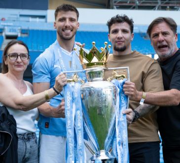 The Dias family after winning the Premier League Title